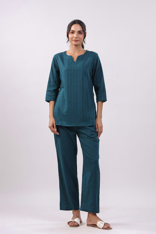 Ocean Poise Cotton Dobby Loungewear Top Set