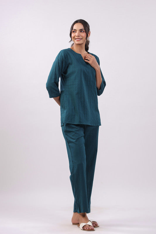 Ocean Poise Cotton Dobby Loungewear Top Set