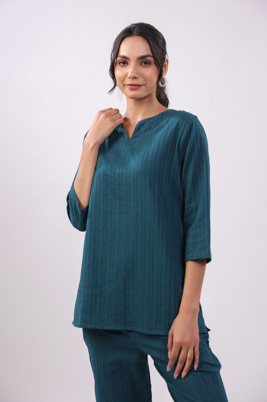 Ocean Poise Cotton Dobby Loungewear Top Set