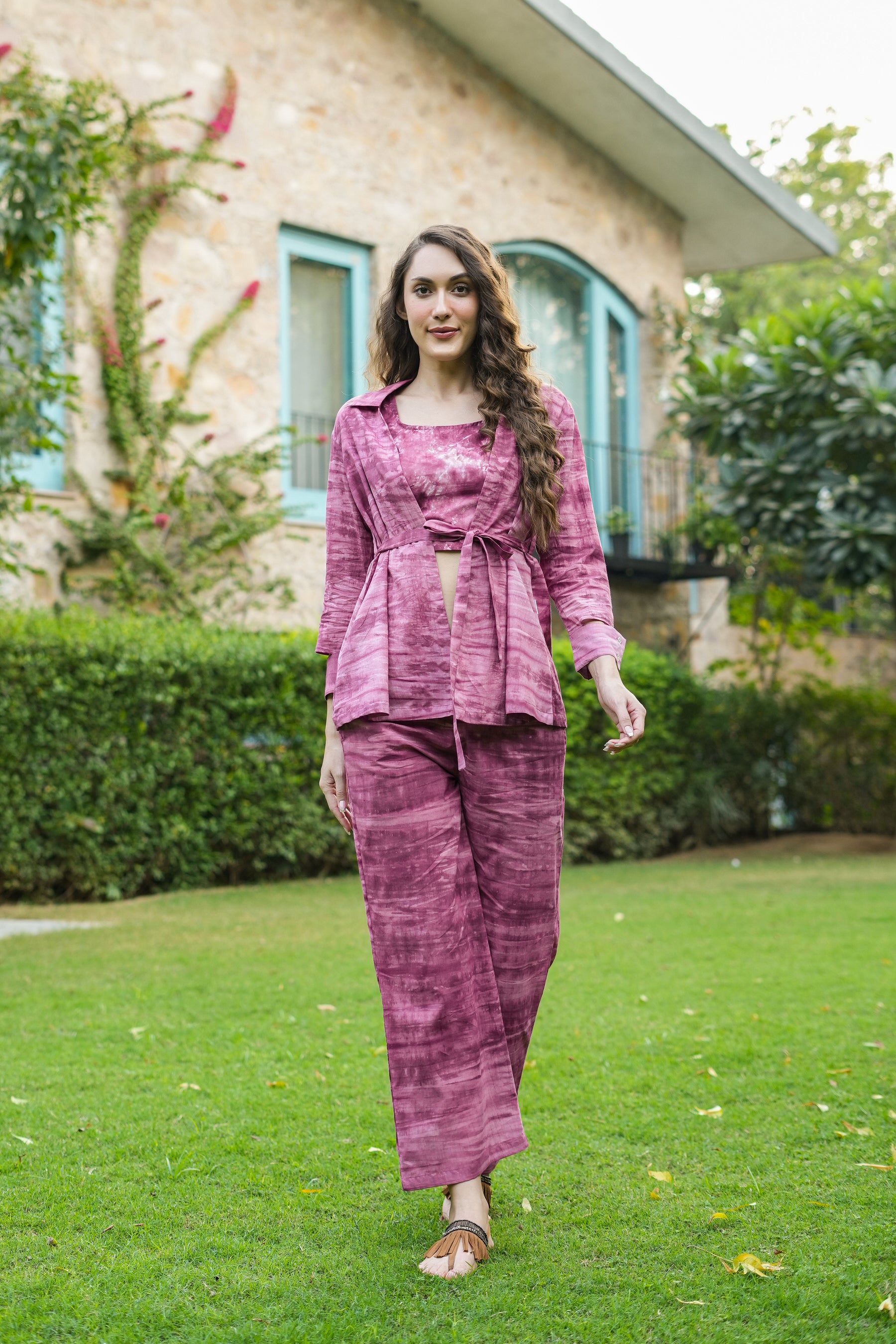 Plum passion three piece cotton co-ord set