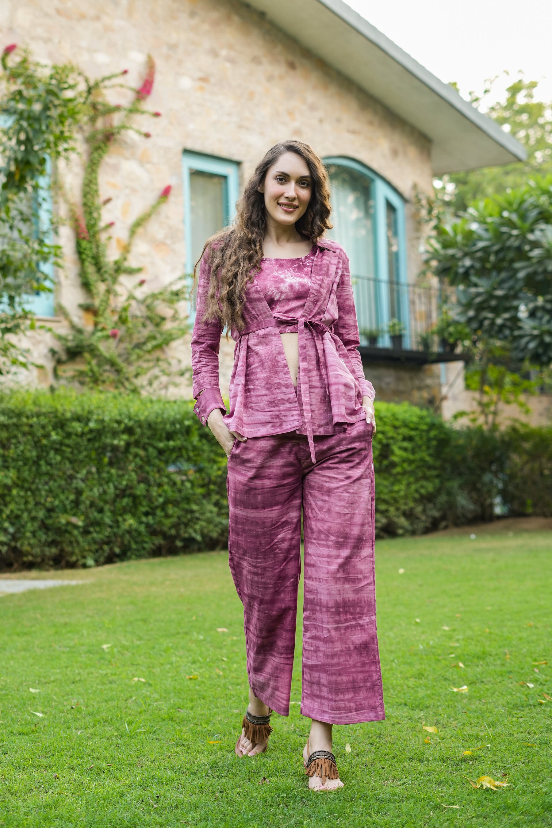 Plum passion three piece cotton co-ord set