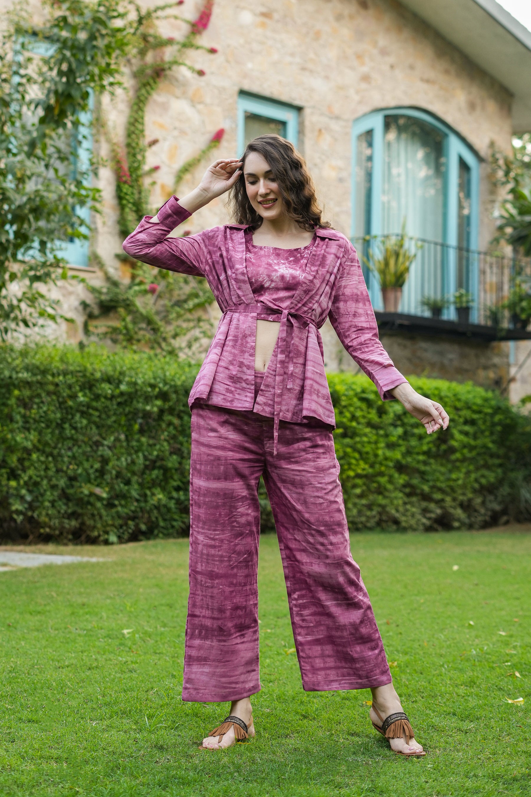 Plum passion three piece cotton co-ord set