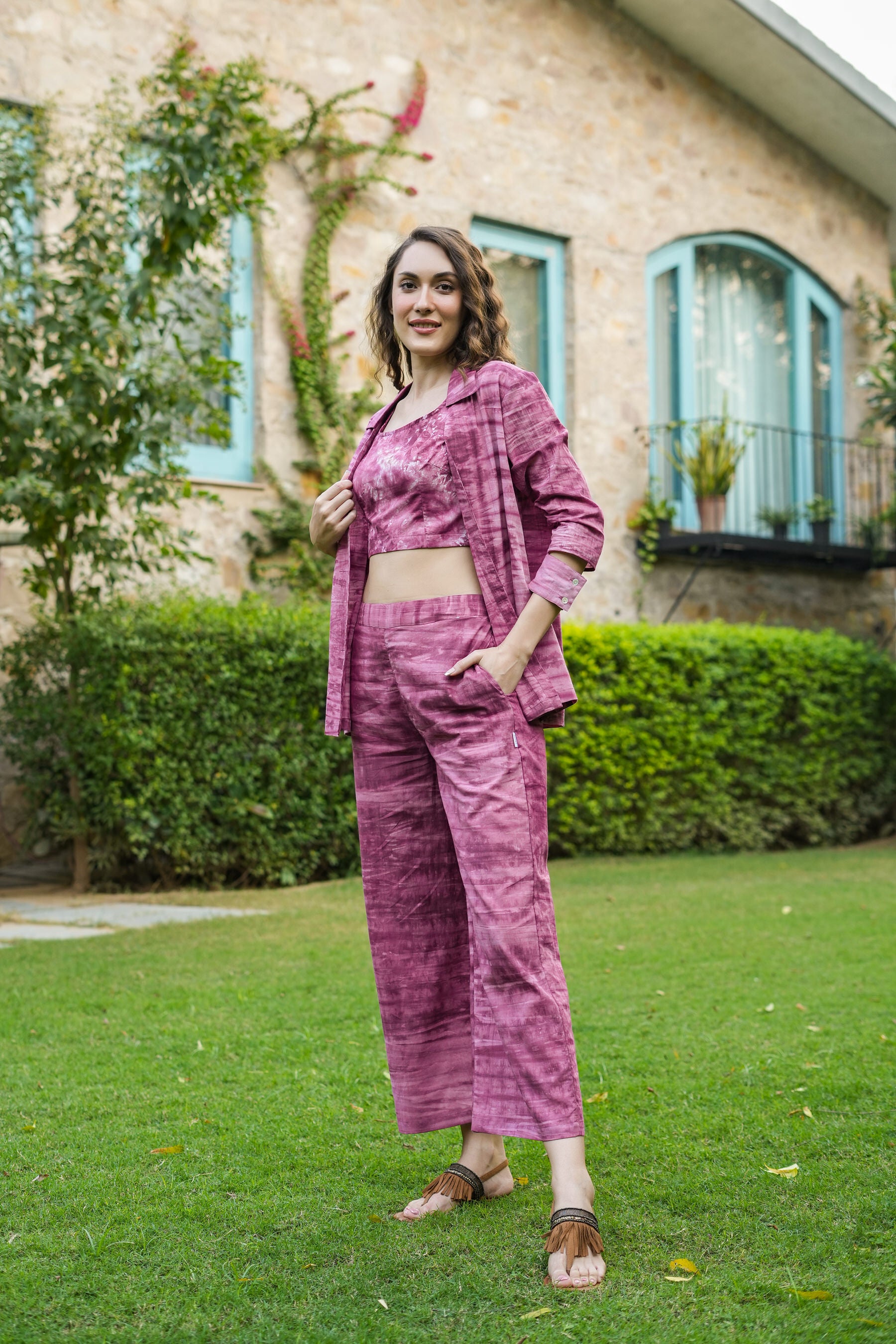 Plum passion three piece cotton co-ord set