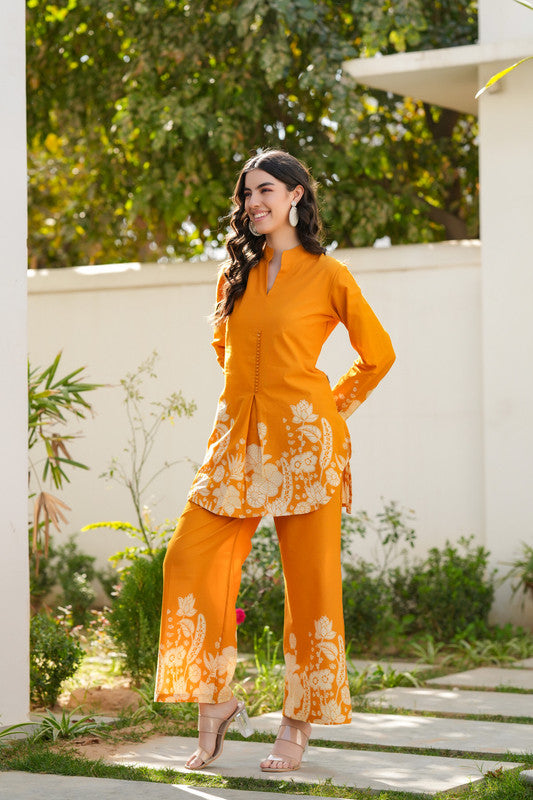 Yellow Amber Bloom Cotton Co-ord Set