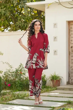 Scarlet Glow Printed Cotton Co-ord Set