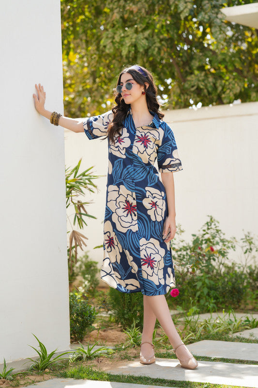 Ocean Petals Shirt Cotton Dress