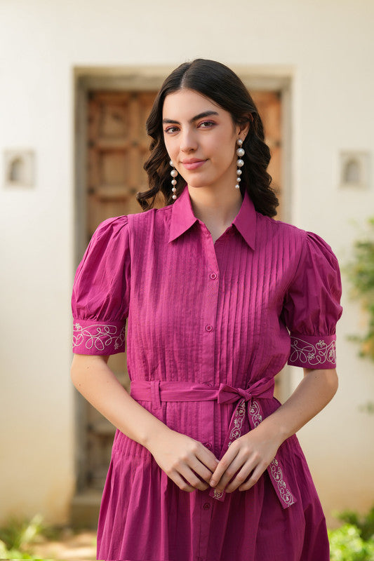 Rosewood Embroidery Shirt Dress