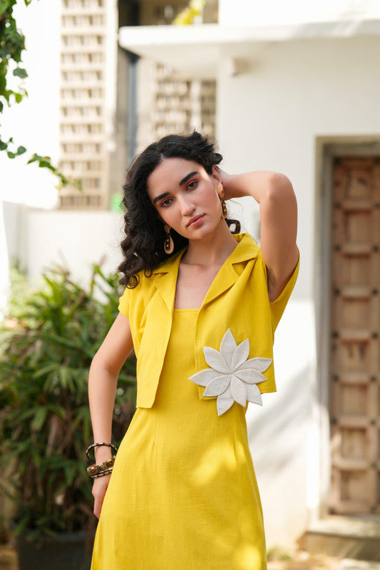 Sunflower Bloom Jacket Cotton Flex Dress