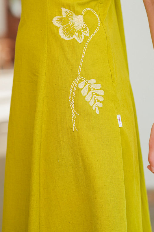 Lime Embroidery Dress