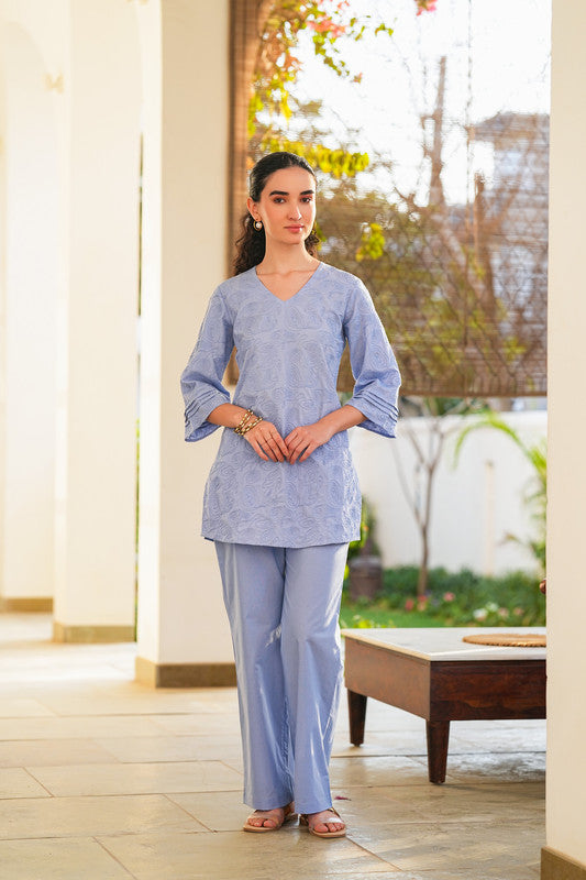 Powder Blue Whisper Cotton Co-ord Set