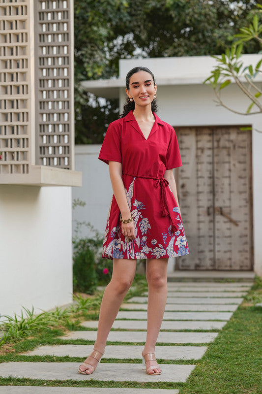 Ruby Petal Belted Cotton Flex Dress