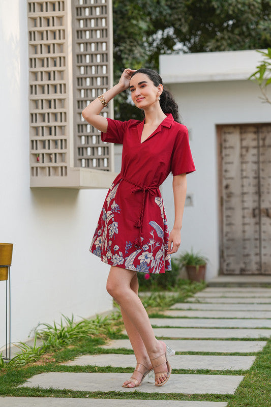 Ruby Petal Belted Cotton Flex Dress