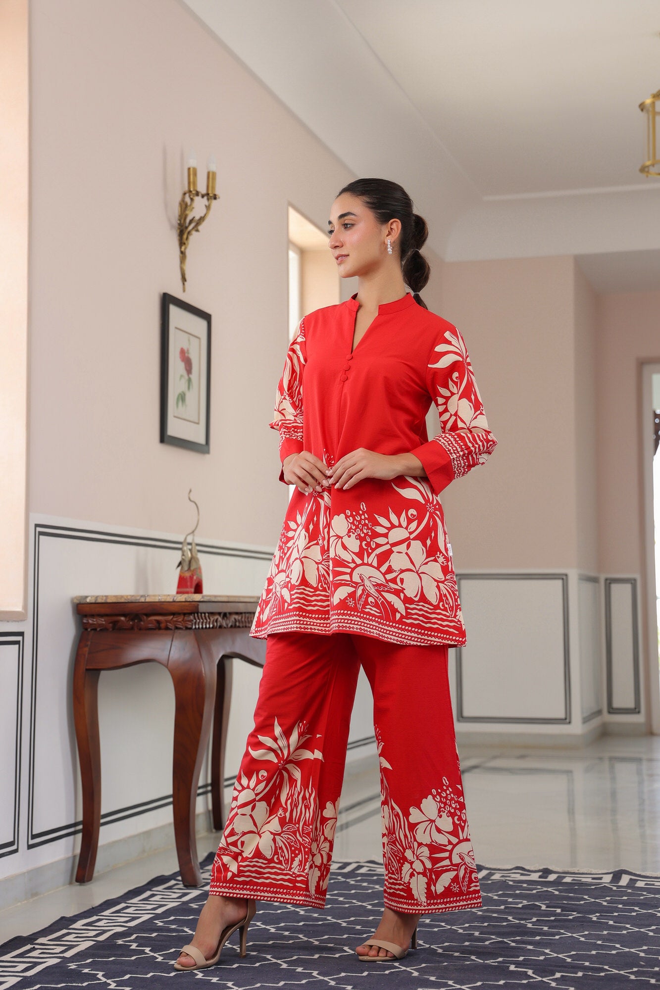 Nature's Palette Red Cotton Co-ord Set