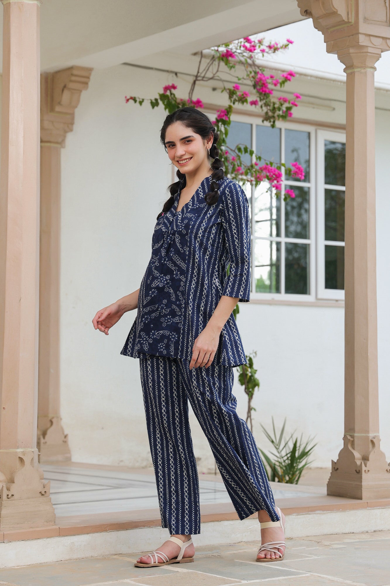 Linear Luxe Blue Cotton Set