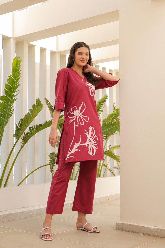 Cherry Peach Cotton Co-ord Set