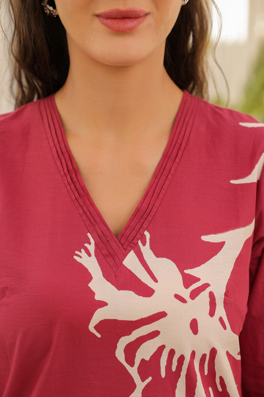 Cherry Peach Cotton Co-ord Set