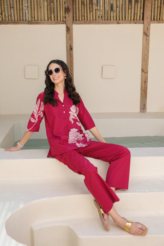 Cherry Wine Cotton Co-ord Set
