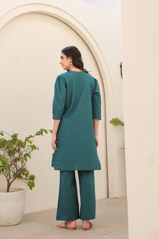 Dusky Wave Teal Cotton Co-ord Set