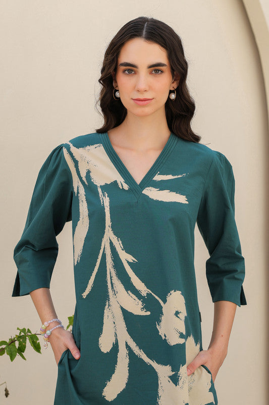 Dusky Wave Teal Cotton Co-ord Set