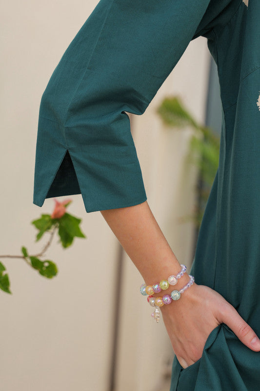 Dusky Wave Teal Cotton Co-ord Set