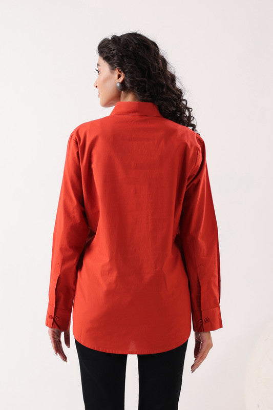 Red Essence Formal  Poplin Shirt