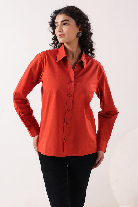 Red Essence Formal  Poplin Shirt