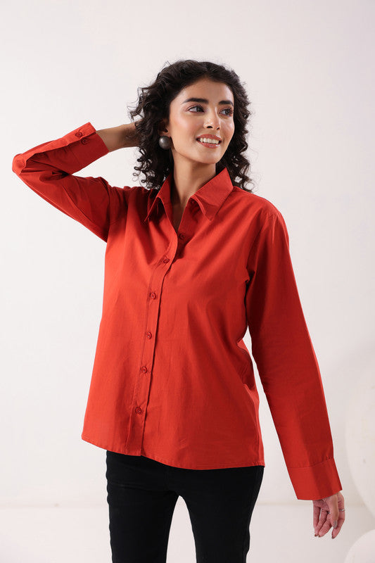 Red Essence Formal  Poplin Shirt