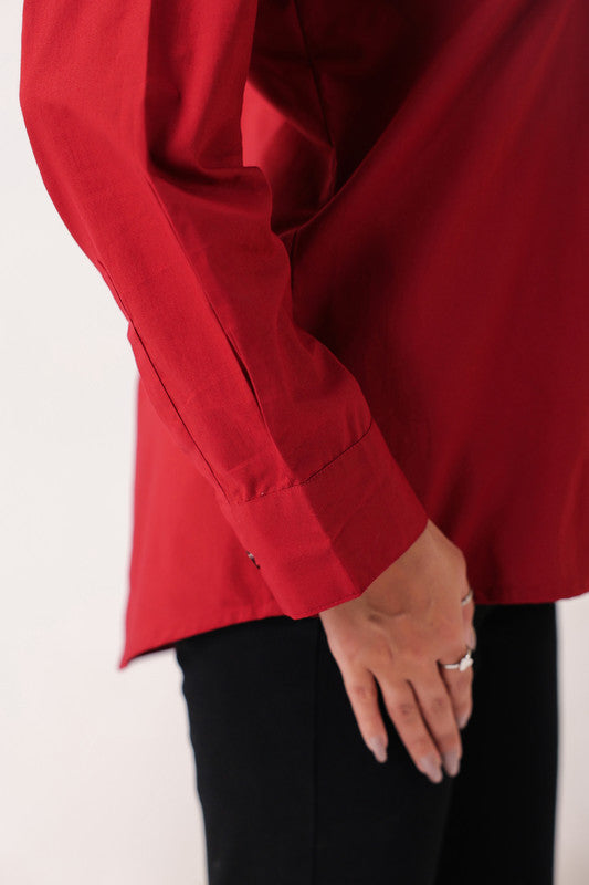 Crimson Classic Formal Maroon Poplin Shirt