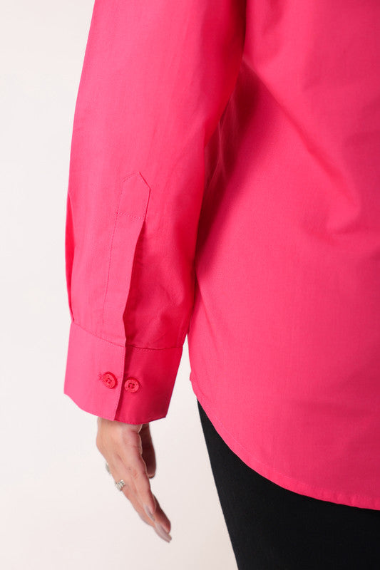 Fuchsia Flair Formal Pink Poplin Shirt