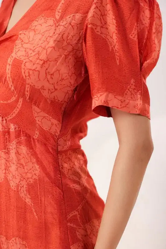 Saffron Breeze Ensemble Red Cotton Dress