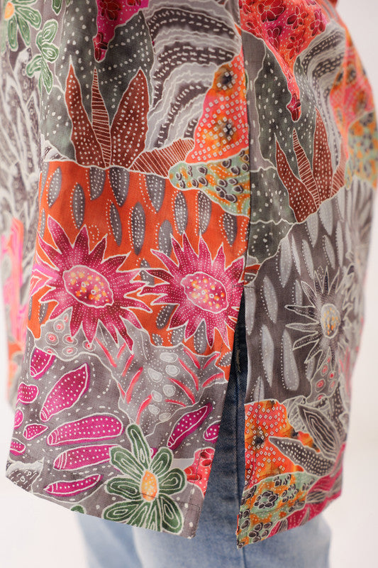 Heritage Hues Printed Grey Cotton Top