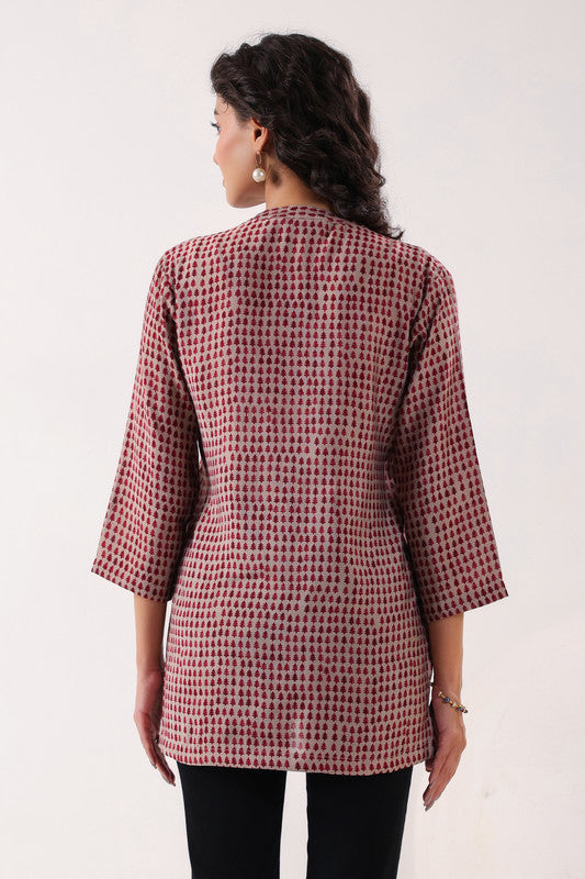 Red & Pink Geometric Top