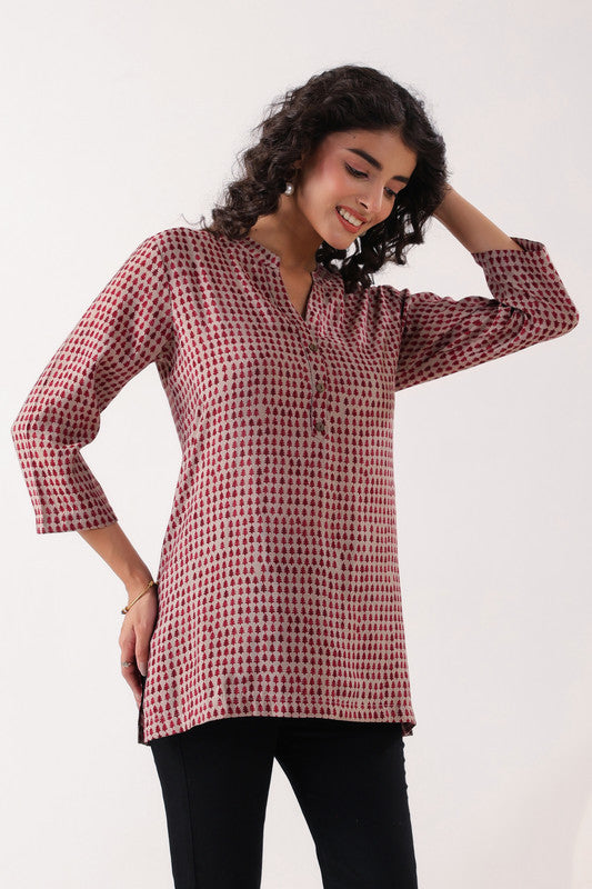 Red & Pink Geometric Top
