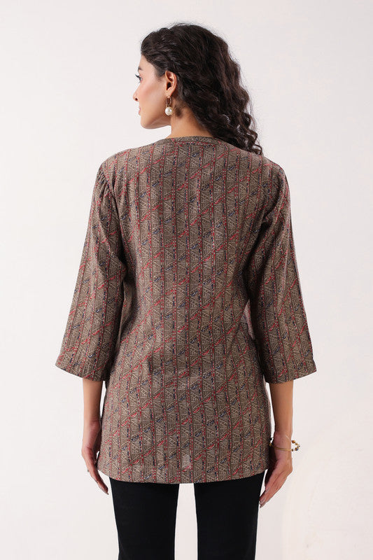 Minimalist Ethnic Brown Top