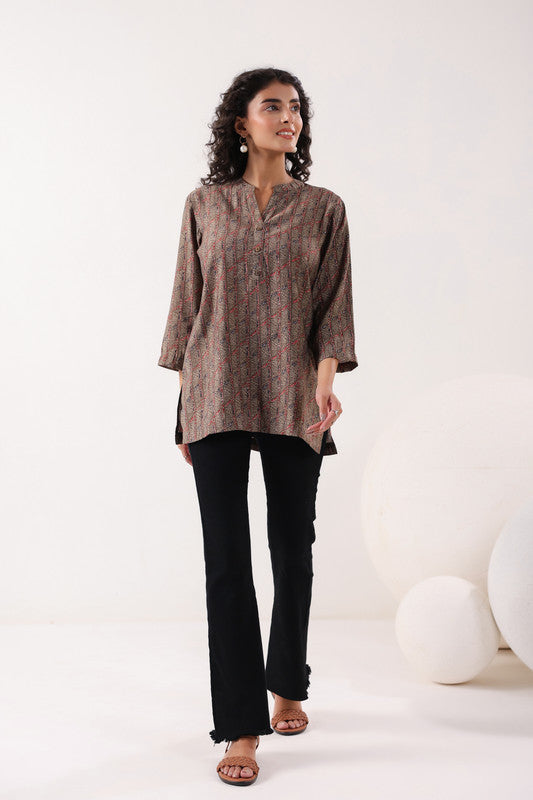 Minimalist Ethnic Brown Top