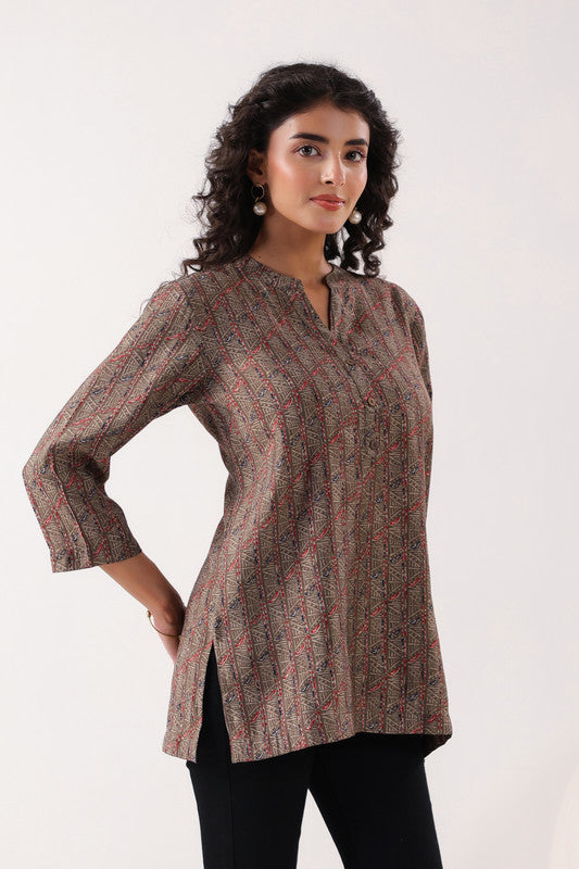 Minimalist Ethnic Brown Top