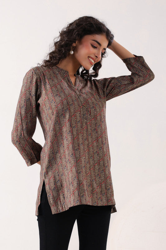 Minimalist Ethnic Brown Top