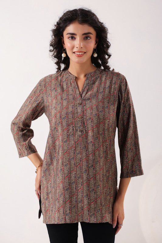 Minimalist Ethnic Brown Top