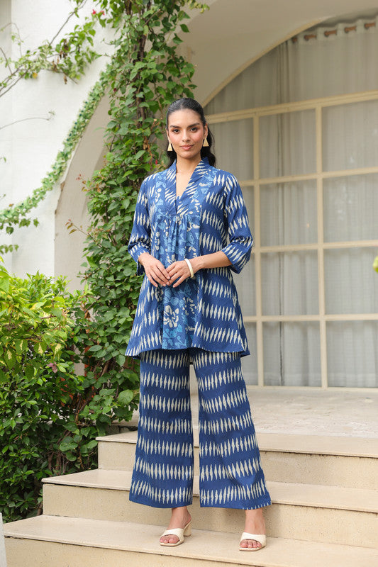 Blue Essence Ikat Fusion Co-ord Set