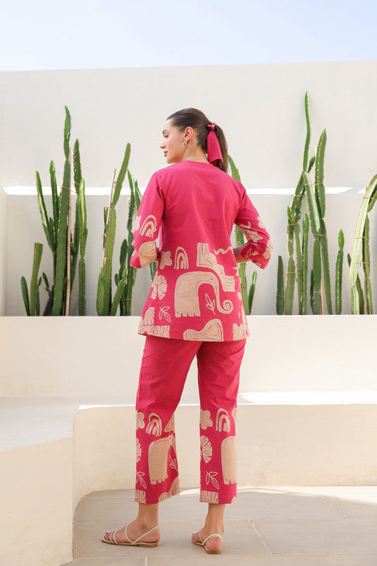 Vintage Pink Tropical Mist Cotton Co-ord Set