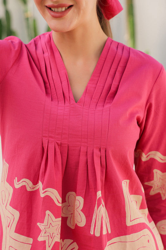 Vintage Pink Tropical Mist Cotton Co-ord Set