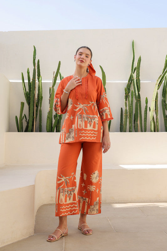 Sun-Kissed Tropical Mist Cotton Co-ord Set