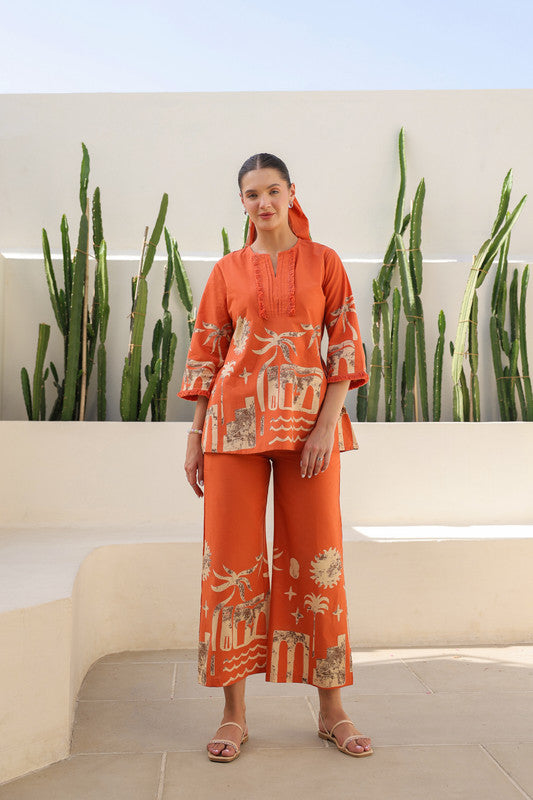 Sun-Kissed Tropical Mist Cotton Co-ord Set