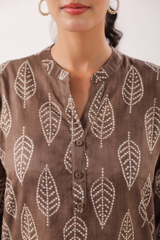 Brown Breeze Grey Cotton Casual Top