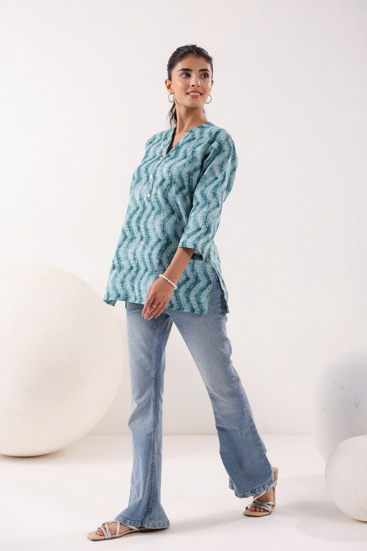 Ripple Charm Everyday Grey Cotton Top