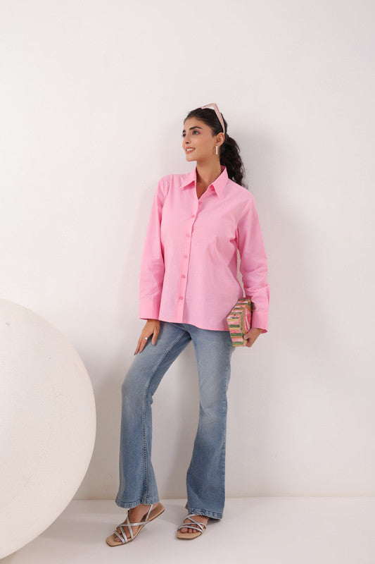 Gentle Hue Structured Pink Poplin Shirt