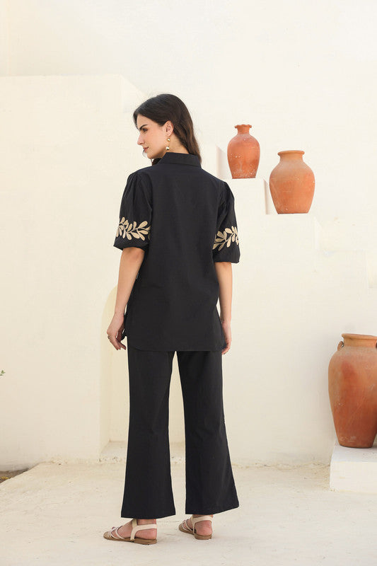 Nature’s Stitch Embroidered Black Co-ord Set