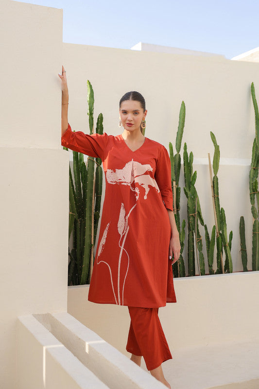 Amber Cotton Rust Co-ord Set