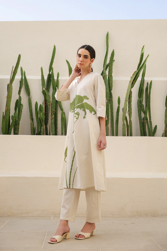 Floral Moss Cream Cotton Co-ord Set