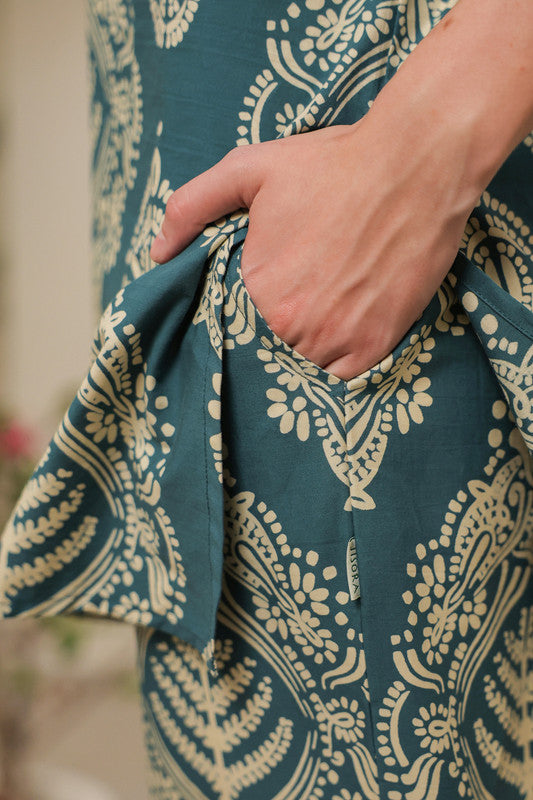 Teal Blossom Cotton Co-ord Set